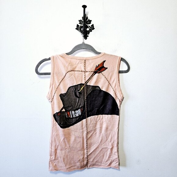 Vintage Raw 7 Cashmere Sweater Tank L Womens Y2K Pink Cowboy Hat Western - Picture 4 of 5